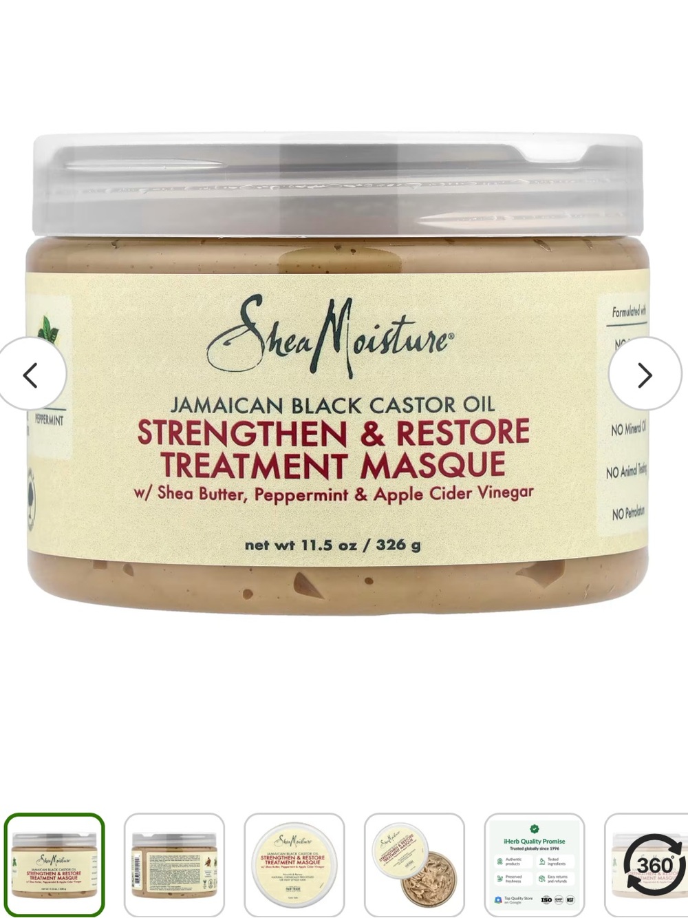 Shea Moisture Jamaican Black Castor Oil, Strengthen & Restore Treatment Masque